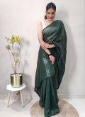 Green color Georgette Trendy Saree with Sequins Work - 2
