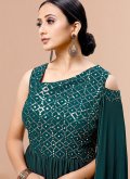 Green color Imported Floor Length Gown with Sequins Work - 1