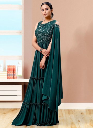 Green color Imported Floor Length Gown with Sequin