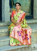 Green color Kanjivaram Silk Classic Designer Saree with Meenakari - 2
