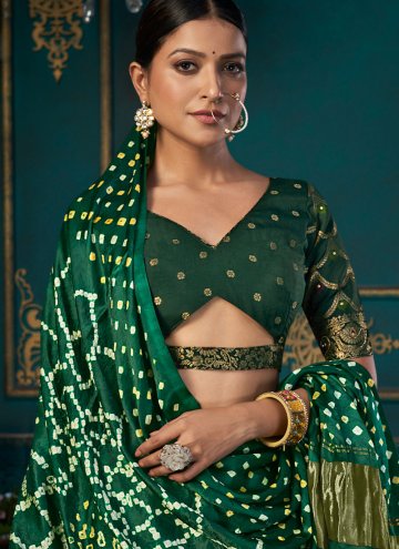 Green color Khatli Work Silk A Line Lehenga Choli