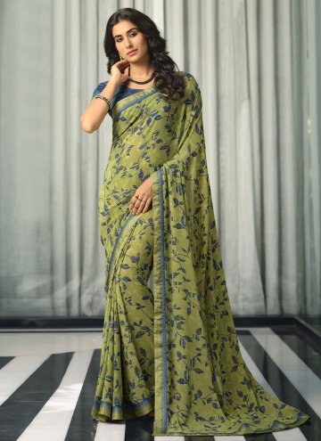Green color Lace Georgette Trendy Saree