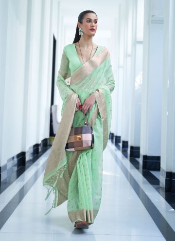 Green color Mukesh Silk Contemporary Saree