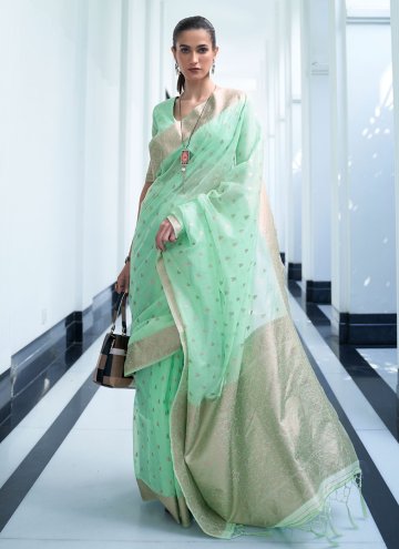 Green color Mukesh Silk Contemporary Saree