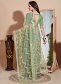 Green color Net Classic Designer Saree with Embroidered - 1