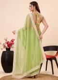 Green color Net Trendy Saree with Embroidered - 2