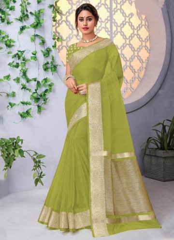 Green color Organza Classic Designer Saree with Border
