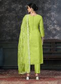 Green color Organza Salwar Suit with Hand Work - 1