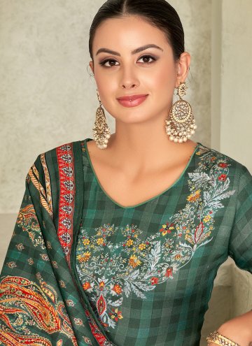 Green color Pashmina Pant Style Suit with Digital Print