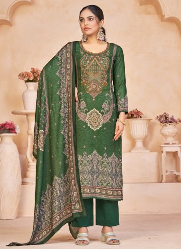 Green color Pashmina Trendy Salwar Kameez with Emb