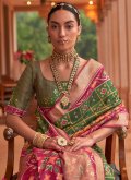 Green color Patola Silk Classic Designer Saree with Border - 1