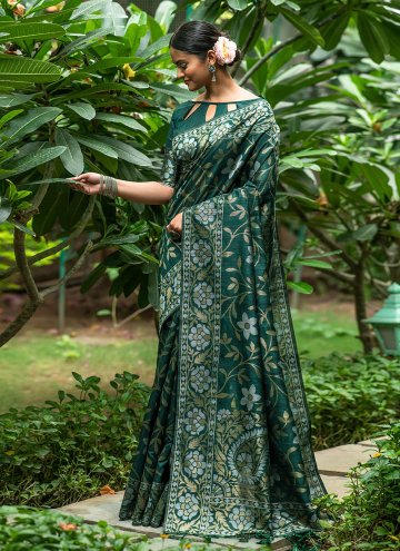 Green color Patola Silk Traditional Saree with Woven
