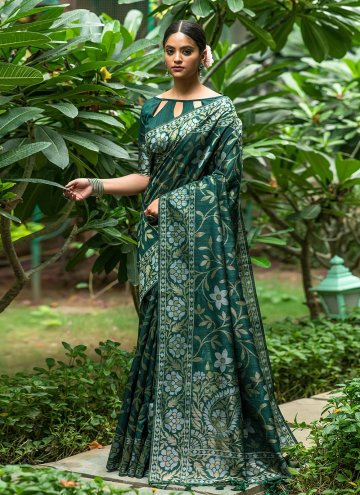 Green color Patola Silk Traditional Saree with Wov
