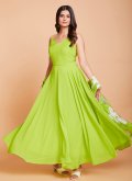 Green color Plain Work Faux Georgette Designer Gown - 3