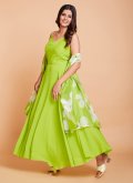 Green color Plain Work Faux Georgette Designer Gown - 4
