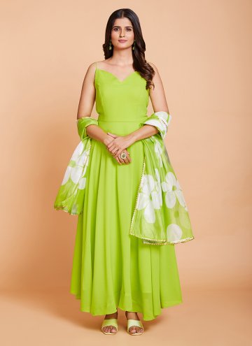 Green color Plain Work Faux Georgette Designer Gown