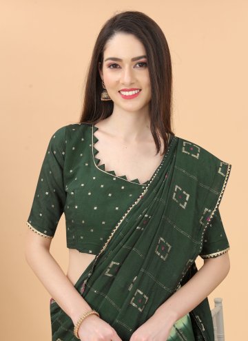 Green color Printed Silk Classic Designer Saree