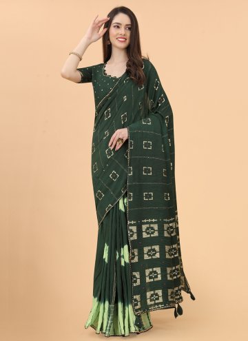 Green color Printed Silk Classic Designer Saree