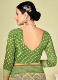 Green color Printed Tussar Silk Trendy Saree - 2