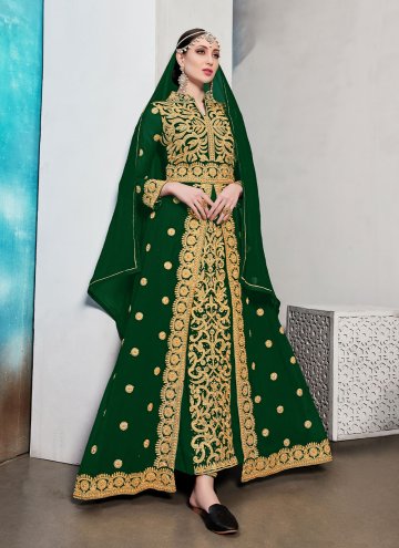 Green color Pure Georgette Anarkali Salwar Kameez with Embroidered