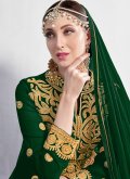 Green color Pure Georgette Anarkali Salwar Kameez with Embroidered - 2