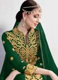 Green color Pure Georgette Anarkali Salwar Kameez with Embroidered - 3