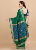 Green color Sequins Work Banglori Silk Trendy Saree - 3