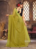 Green color Sequins Work Shimmer Trendy Saree - 2