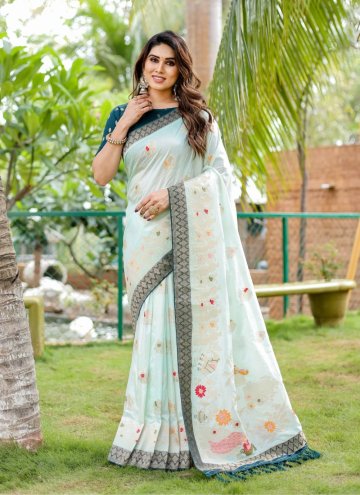 Green color Silk Classic Designer Saree with Woven