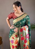 Green color Silk Classic Designer Saree with Woven - 1