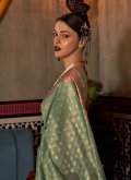 Green color Silk Designer Saree with Woven - 1