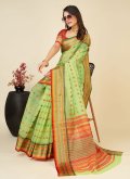 Green color Silk Designer Saree with Woven - 1