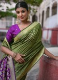 Green color Silk Designer Saree with Woven - 2