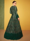 Green color Silk Readymade Designer Gown with Embroidered - 1