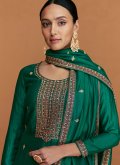 Green color Silk Salwar Suit with Embroidered - 1