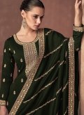 Green color Silk Trendy Salwar Suit with Embroidered - 1