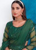 Green color Silk Trendy Saree with Border - 1