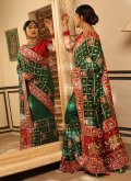Green color Silk Trendy Saree with Diamond Work - 2