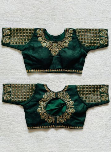Green color Silk  with Embroidered