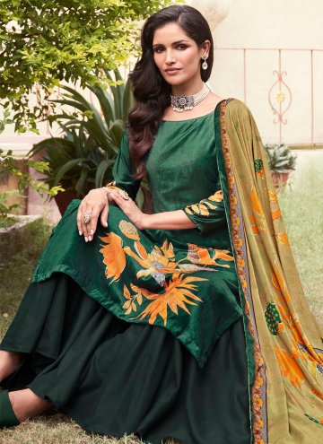 Green color Velvet Salwar Suit with Digital Print