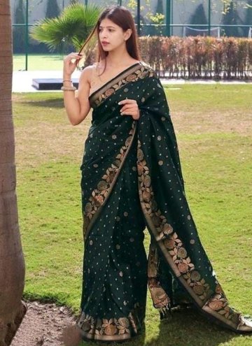 Green color Woven Art Banarasi Silk Trendy Saree