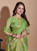 Green color Woven Cotton  Classic Designer Saree - 1