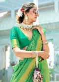 Green color Woven Kanjivaram Silk Designer Saree - 2