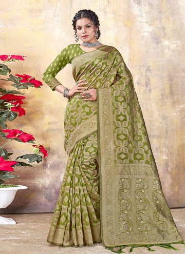 Green color Woven Organza Classic Designer Saree