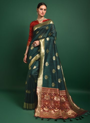Green color Woven Patola Silk Classic Designer Saree