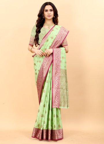 Green color Woven Silk Classic Designer Saree