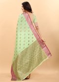 Green color Woven Silk Classic Designer Saree - 3