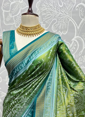 Green color Woven Silk Designer Saree
