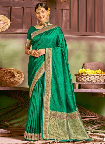 Green color Woven Silk Trendy Saree