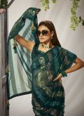 Green Contemporary Saree in Georgette with Designer - 1